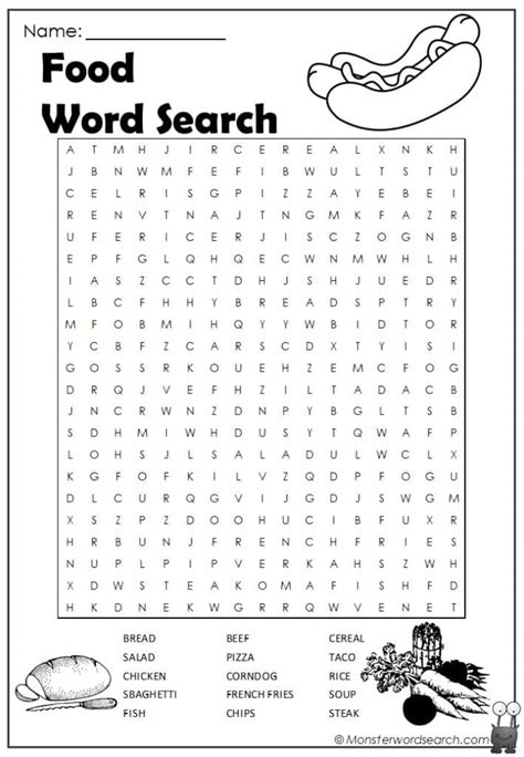Food Word Search Free Printable