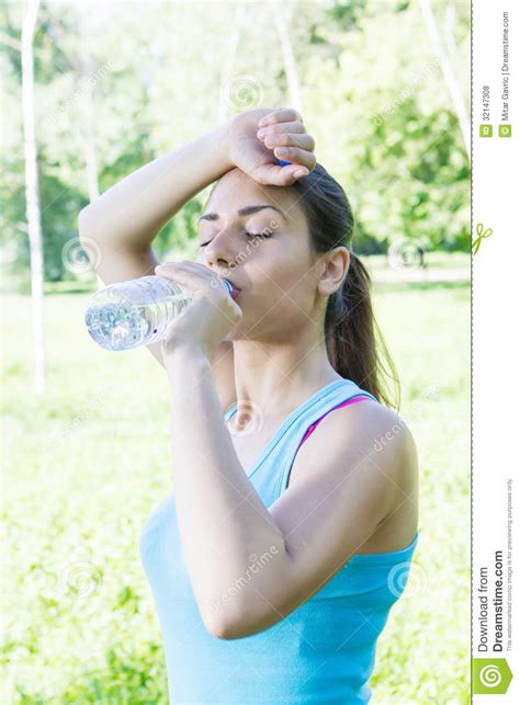 Fitness Girl Drinking Water Stock Photo Image Of People
