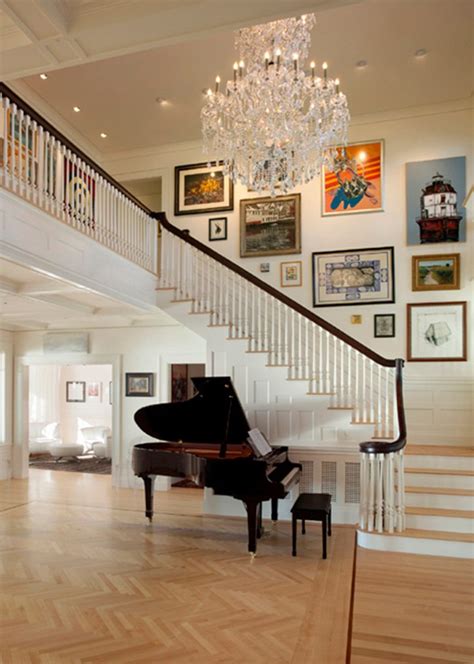 large foyer entry traditional  herringbone floor