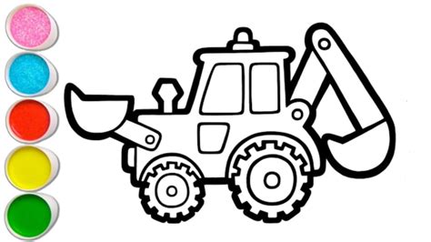 How To Draw Excavator Easy Learn To Draw Jcb For Kids Belajar
