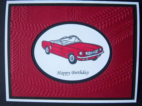Hand Stamped Vintage Mustang Birthday Card