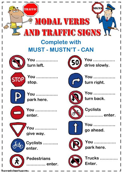 Modal Verbs And Traffic Signs 2 Ficha Interactiva English Teaching