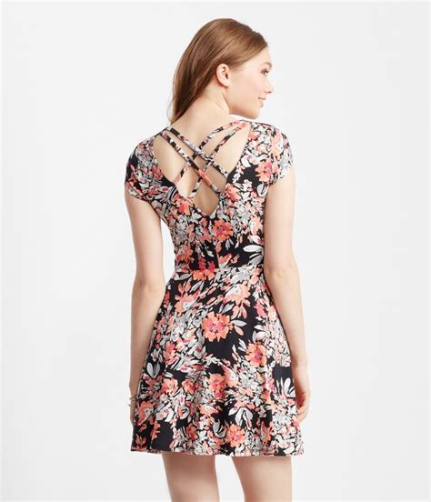 Watercolor Floral Strappy Back Skater Dress Dresses Cute Floral