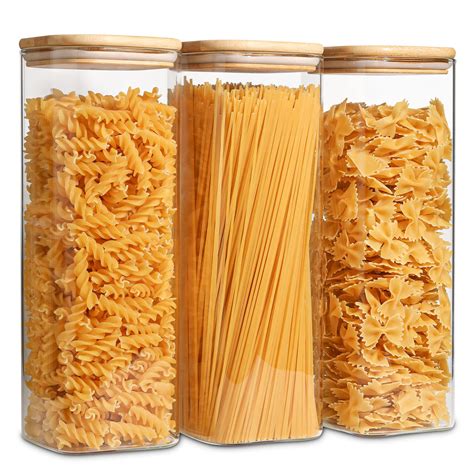 Buy ComSaf Glass Spaghetti Pasta Storage Containers With Lids 71oz Set