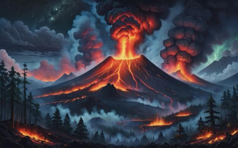 Premium Ai Image Forest On Fire By Magma From Volcano Eruption Smoke