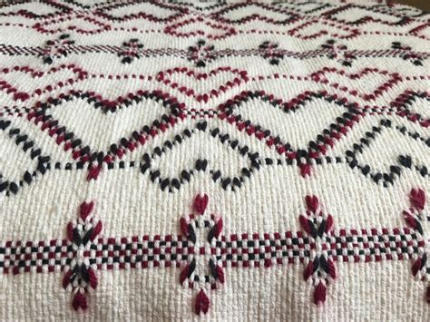 Swedish Weaving Afghan Throw Heirloom Monks Cloth By Lovehuck