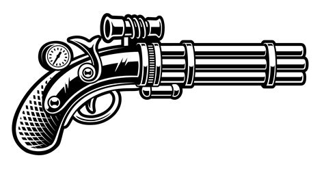 Vector Illustration Of Handgun In Steampunk Style 539231 Vector Art At