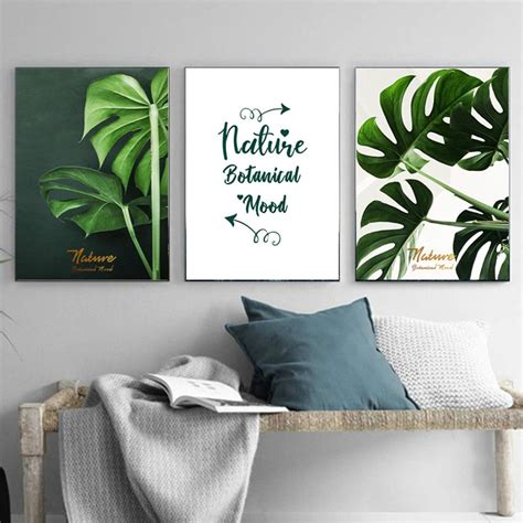 Minimalist Fresh Plant Poster Green Tropical Leaves Canvas Painting