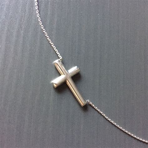 Small Sterling Silver Sideways Cross Necklace Cross Necklace Cross