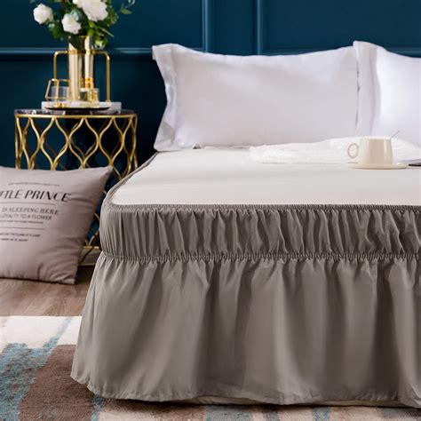 Ayasw Bed Skirt 16 Inch Drop Dust Ruffle Three Fabric Sides