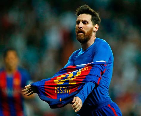 lionel messi celebration barcelona star taunts real madrid fans after scoring winner sports