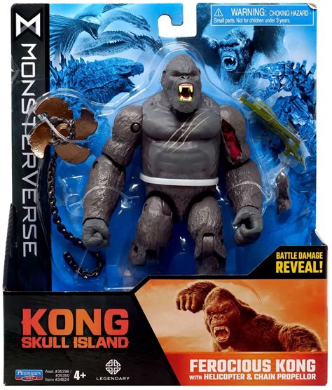 King Kong Skull Island Ferocious Kong 6 Action Figure With Helicopter