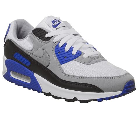 Nike Air Max 90 Trainers White Particle Grey Black Hyper Royal Unisex