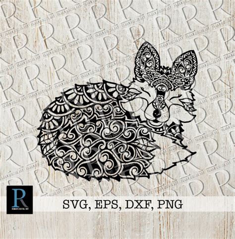 Sleeping Fox Svg Mandala Design Zentangle Fox Svg Cut File Etsy