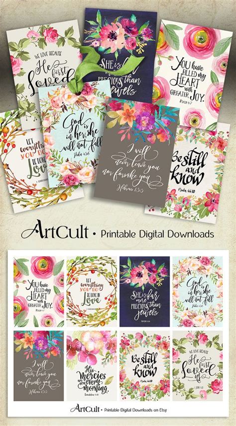 6 free printable scripture memory cards with beautiful flowers and scripture. Pin on ArtCult Printable Digital Images