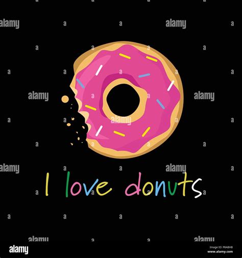 Donuts Covered Colorful Icing Bitten Off Lettering Template Greeting