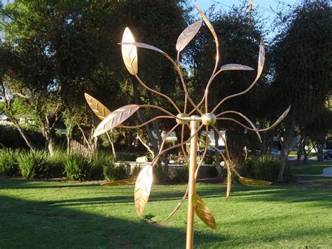 Set Of Two Copper Large Windmills Kinetic Wind Sculpture Dual Side Wind