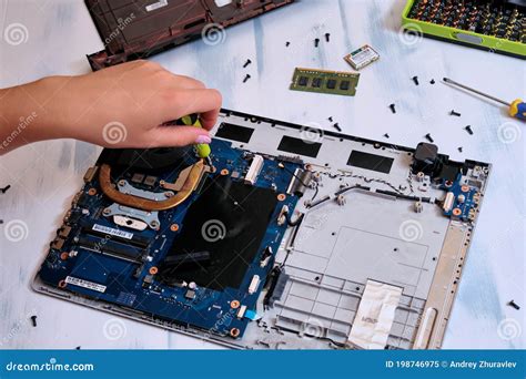 Disassembled Laptop For Repair Or Upgrade Of Parts Stock Image Image