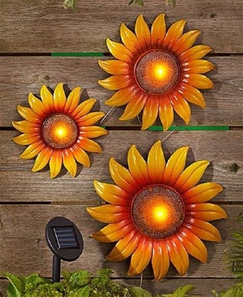 Design your everyday with sunflower metal prints you'll love. Set 3 Sunflower Floral Garden Wall Art Solar Light Metal ...