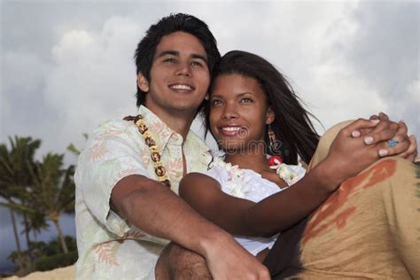 Young Mixed Race Couple At The Beach Stock Photo Image Of Ocean