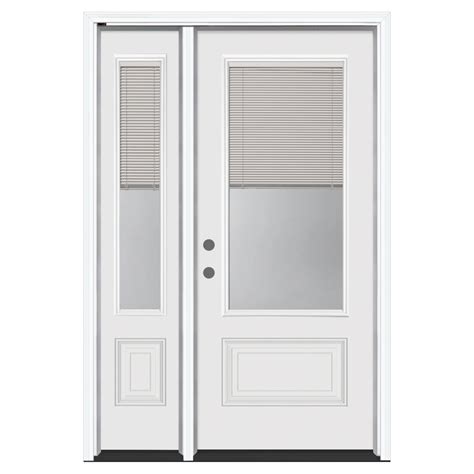 3/4 Lite 2Pnl Smooth White Fiberglass Slab w/ Comp Frame, Mini Blinds