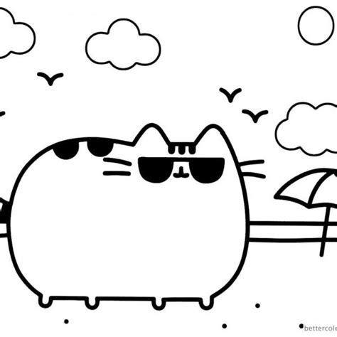 Pusheen Coloring Pages Cute Dinosaur Hat Free Printable Coloring
