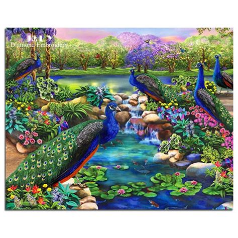 Picture Of The Diamonds Mosaic Scenery Trees Lake Painting By Numbers