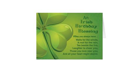 Irish Birthday Blessing Wish Card