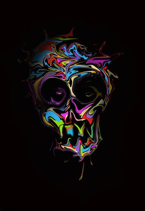 Wallpaper Digital Art Skull Simple Background Colorful Portrait