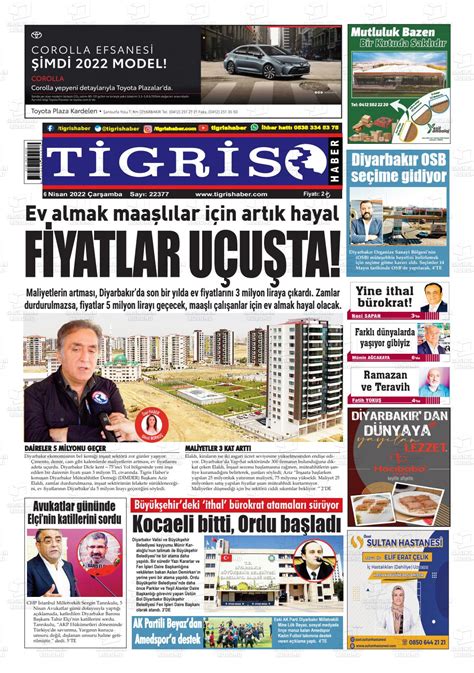 06 Nisan 2022 tarihli Tigris Haber Gazete Manşetleri