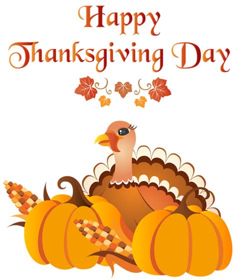 Happy Thanksgiving Day With Turkey Png Clip Art Image