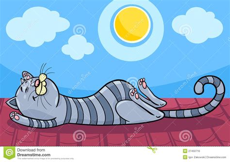 Sleeping Cat Cartoon Illustration Royalty Free Stock Image