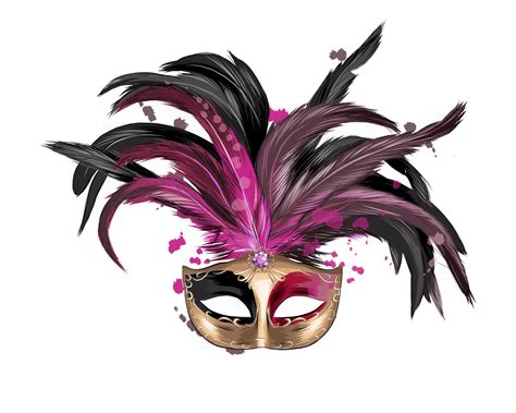 Máscara Veneciana De Carnaval De Un Toque De Acuarela Dibujo Coloreado
