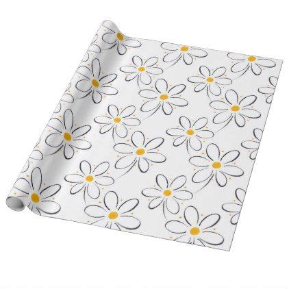 White Daisy Pattern Wrapping Paper Zazzle Com Daisy Pattern Custom