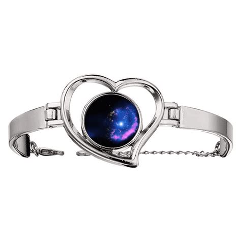 Bright Mystery Nebula Universe Space Bracelet Heart Jewelry Wire Bangle