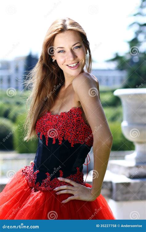 Young Women In Red Dress Stock Photo Image Of Lifestyle 35227758