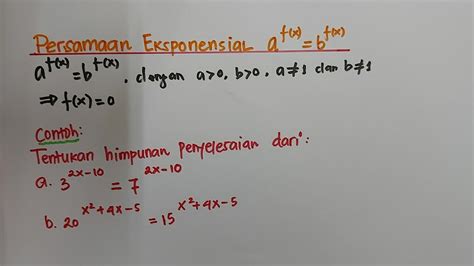Persamaan Eksponensial A F X B F X Dan F X H X G X H X Kelas X