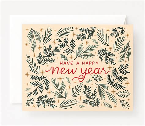 Happy New Year Cards Winter New Year Holiday Card Set Of 8 Etsy