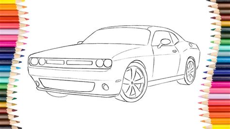Learning for kids tutorial how to make a cars coloring book of. Dodge Challenger Drawing at GetDrawings | Free download