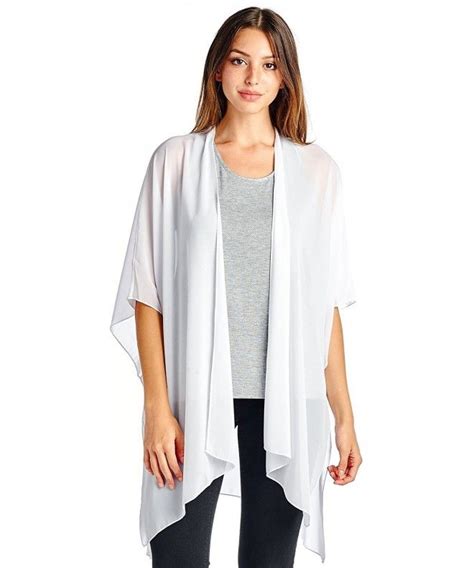 Solid Sheer Chiffon Kimono Cardigan White C511wtfm29n Chiffon