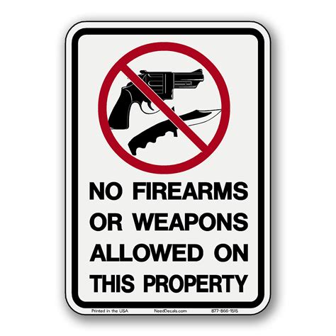 No Firearms Or Weapons Allowed Decals
