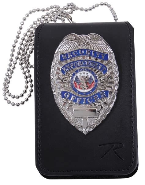 Black Leather Law Enforcement Security Id And Badge Holder W 33 Neck C