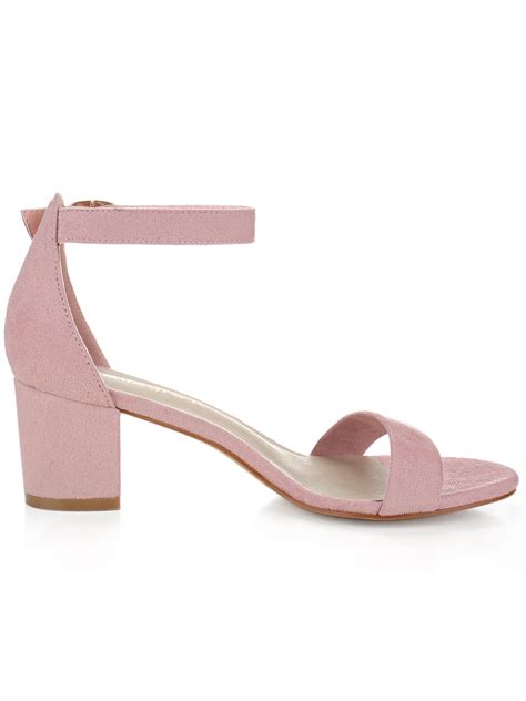 Women Open Toe Mid Block Heel Ankle Strap Sandals Light Pink Us 10 Walmart Canada