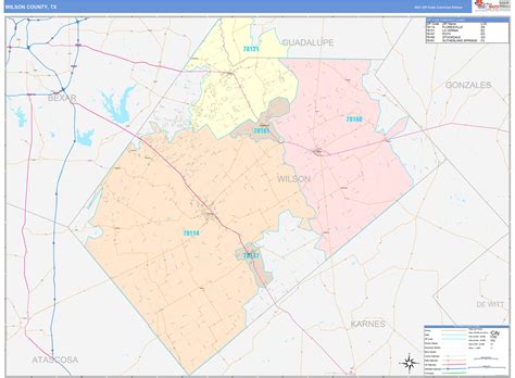 Wilson County Tx Wall Map Color Cast Style By Marketmaps