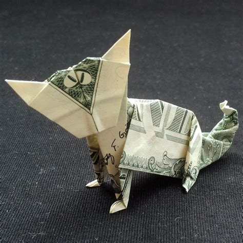 Money Origami Cat Kitty Real One Dollar Bill Money Origami Origami