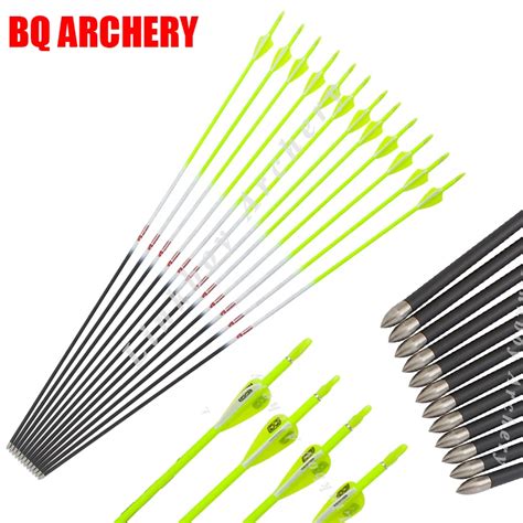 12pcs Archery Pure Carbon Arrows Id42mm Spine 600 700 800 Arrow Vanes