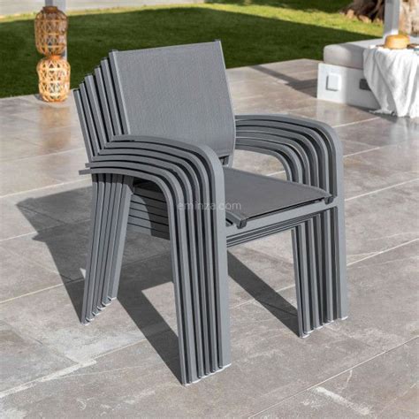 Fauteuil De Jardin Alu Empilable Murano Gris Ardoise Salon De Jardin Table Et Chaise Gris