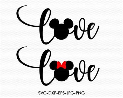 Mickey Minnie Love Wording Disney Love valentines Svg Mickey | Mickey
