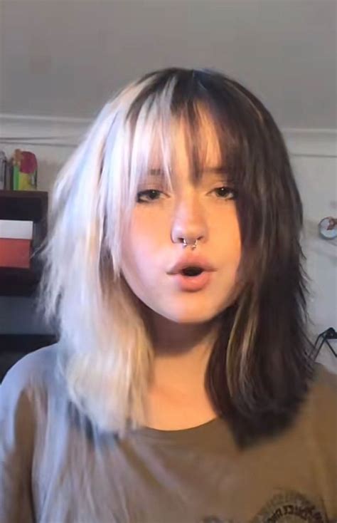 Long Wolfcut With Bangs And Split Dye In 2022 Split Dyed Hair Short Hair Haircuts Hair