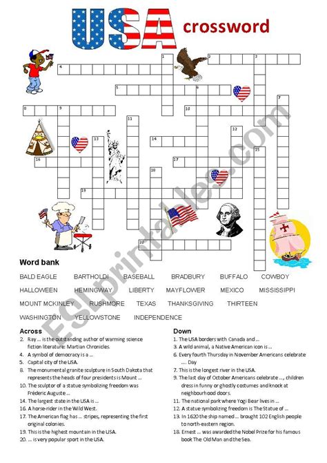 United States Crossword Printable